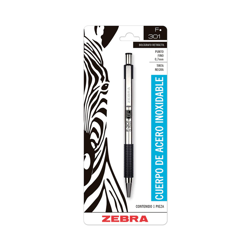 ZEBRA BOLIGRAFO F-301 0.7 MM COMPACT TINTA NEGRA EN BLISTER